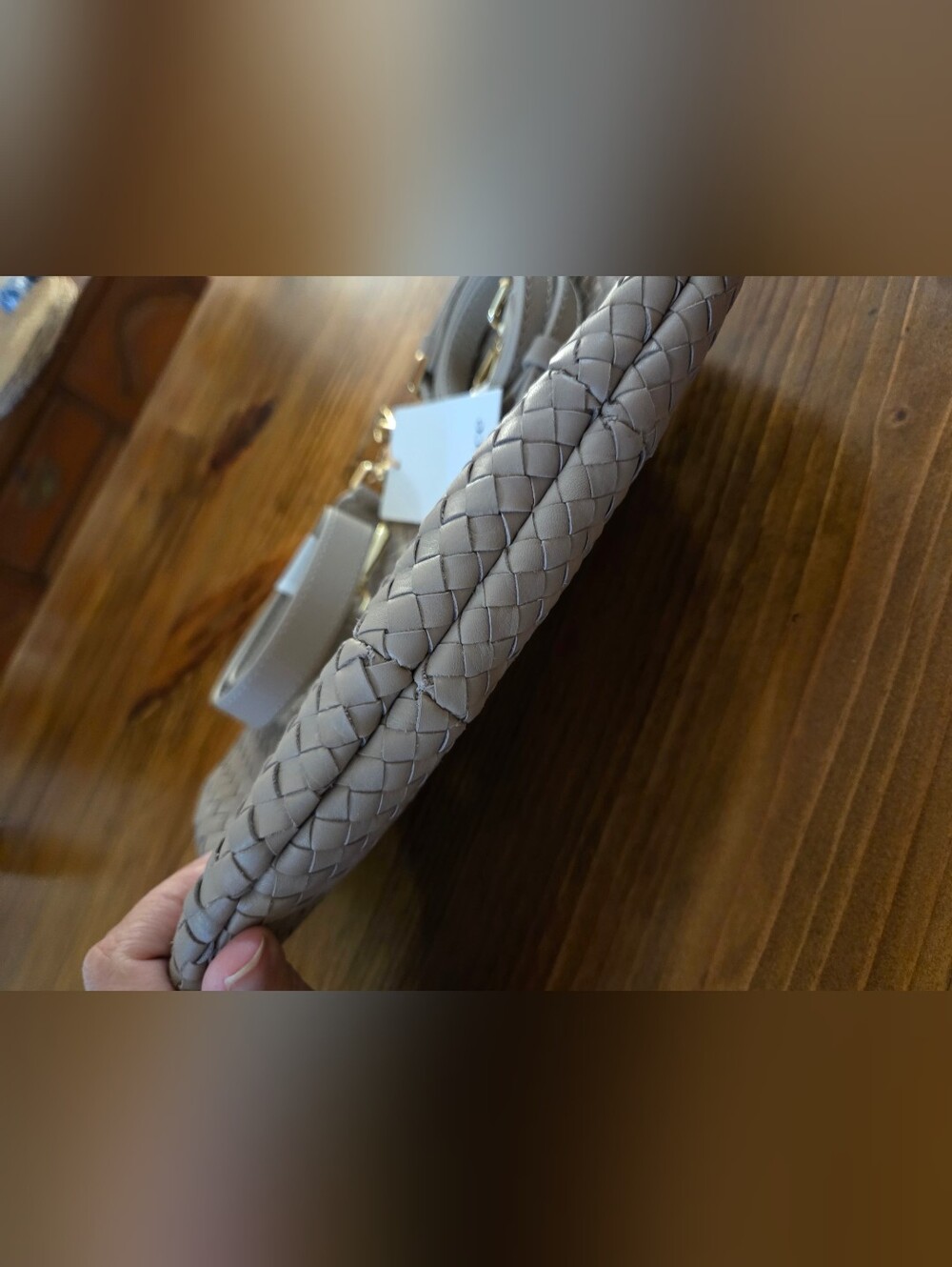 Quince Taupe Woven Leather Crossbody Bag - Picture 7 of 7